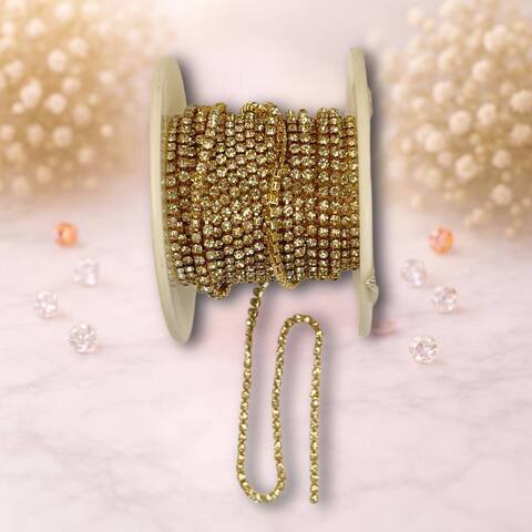 Стразовая лента 2мм цвет золото-белый ( 1м)