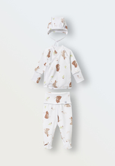 9067-243 Комплект одежды из 3 предметов распашонка-ползунки-чепчик (нежные объятия)