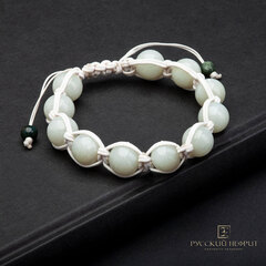 Браслет Шамбала. Белый нефрит Д 12мм.