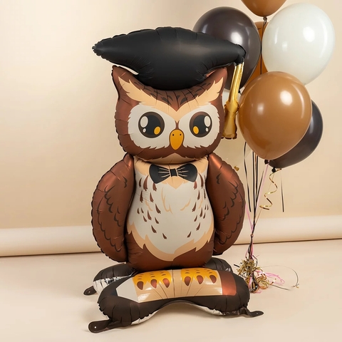 Шар 3D фигура на подставке, сова выпускник, 150 см
