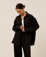 Рубашка 07, из 100% льна, черная