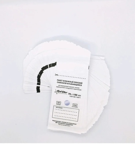 Крафт пакеты Белые 75*150 100 шт, Red Star