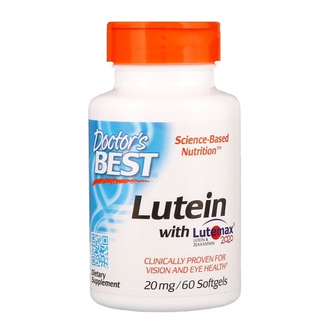 Doctor's Best, Лютеин с Lutemax 2020, 20 мг, 60 мягких таблеток
