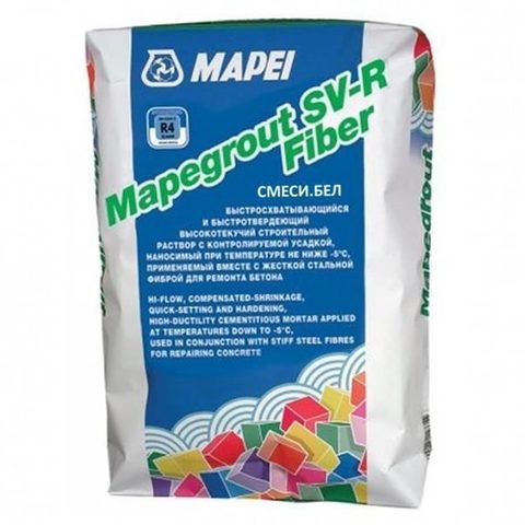 Mapei Mapegrout SV-R Fiber/Мапей Мапеграут СВ-Р Файбер бетонная смесь наливного типа для ремонта бетонных и железобетонных конструкций при температуре не ниже -5С