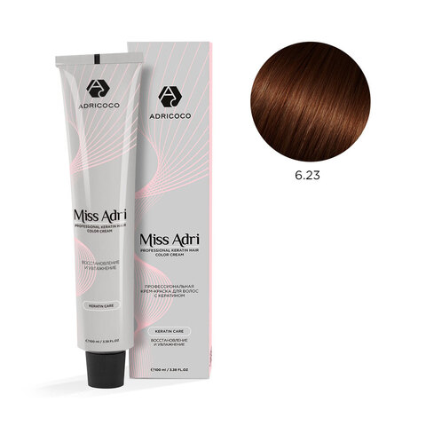Крем-краска для волос ADRICOCO Miss Adri оттенок 6.23 Темный блонд перламутровый золотистый 100 мл