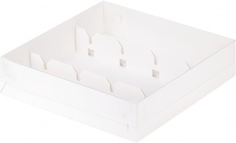 Коробка под кейк-попсы с пластиковой крышкой 200х200х50 мм (белая)
