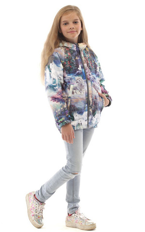 Демисезонная куртка AMADEO, принт "Единороги"