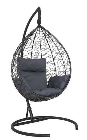 Подвесное кресло-кокон SEVILLA черное, темно-серая подушка (Laura Outdoor)