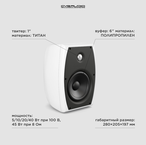 CVGAUDIO ODF608TW Двухполосная настенная акустическая система 8ohm/100V