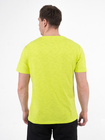 Мужская футболка «Великоросс» салатового цвета круглый ворот