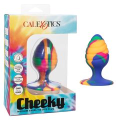 Яркая анальная пробка Cheeky Medium Swirl Tie-Dye Plug - 7,5 см. - 