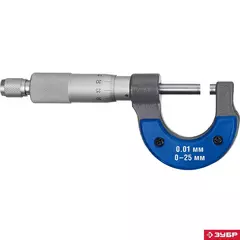 ЗУБР 0 - 25 мм, гладкий механический микрометр, Профессионал (34480-25)