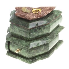 Ларец для украшений змеевик, лемезит 18,5х11,5х15 см