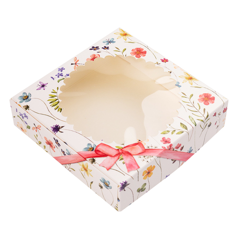 Коробка для печенья 12*12*3 см с окном 