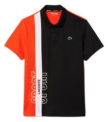 Поло теннисное Lacoste Regular Fit Recycled Knit Tennis Polo Shirt - black/orange/white