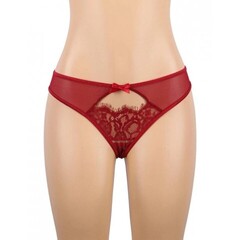 Пояс для чулок с ремешками и трусики красные Flower&bow (3XL-4XL)