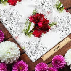 Ткань ниагара пышные красные цветы