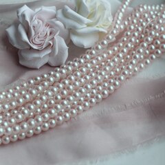 Майорка Pink Pearls 6 мм, розовая, 1 нить, МА080