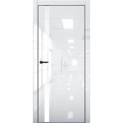 Купить Межкомнатная дверь глянец Pt 7 Платина crystall white алюминиевая кромка Al Black Edition остеклённая