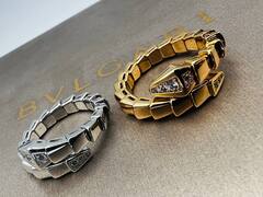 Кольцо ЗМЕЯ-SERPENTI одинарное с камнями на голове lux качество VGOLD цвет белое/розовое золото