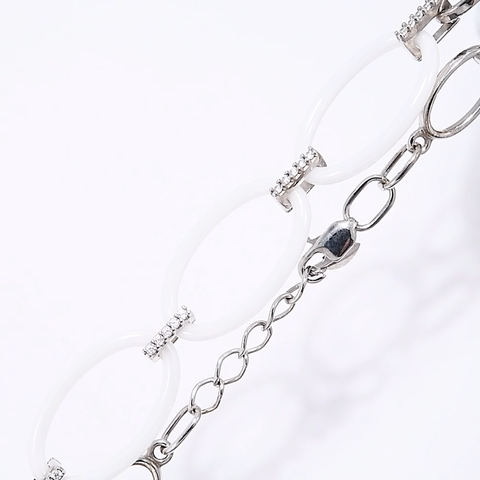 94-150-01271-2 - Браслет из серебра с керамическими вставками и фианитами