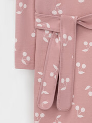 халат  для девочки  К 5763/серая пудра,крупная вишня