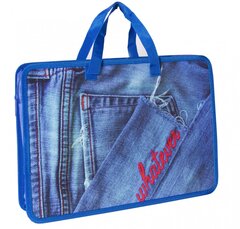 
          Папка с ручками 1 отделение, А4 245 мм*340 мм*70 мм, Alingar, пластик, ручки тесьма, дизайн с двух сторон, молния сверху, "Джинсовый стиль"