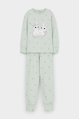 пижама  для девочки  К 1581/зеленая пастель,мини клевер