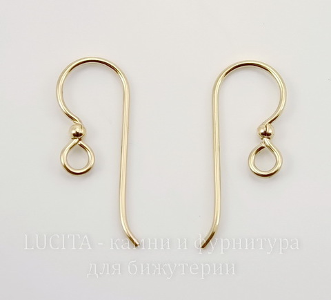Швензы-крючки TierraCast с шариком 2 мм, 20х8 мм (цвет-золото), Gold filled 14K, пара