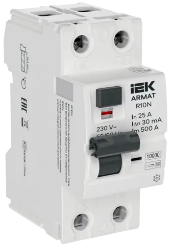 ARMAT Выключатель дифференциального тока R10N 2P 25А 30мА тип B IEK