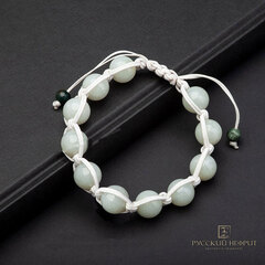 Браслет Шамбала. Белый нефрит Д 12мм.