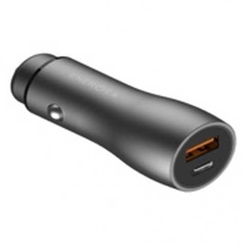 Автомобильное зарядное устройство Energea AluDrive PD20+, USB-C + USB-A USB3.0, 38W, Темно-серый | Gunmetal