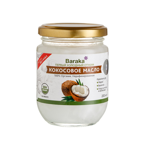 Масло Кокоса нераф. (стекло) | 500 мл | Baraka