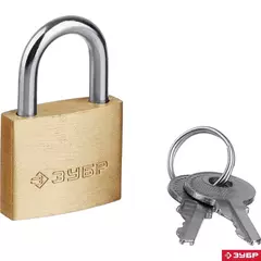 ЗУБР 25 мм, латунный корпус, мини, навесной замок, Профессионал (37130-25)
