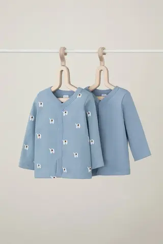 кофточка для новорожденных  К 300450-2уп/пыльно-синий,мини слоники