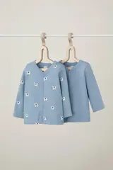 кофточка для новорожденных  К 300450-2уп/пыльно-синий,мини слоники