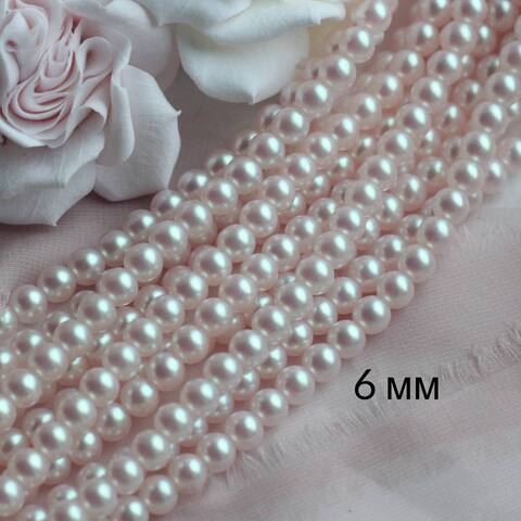 Майорка Pink Pearls 6 мм, розовая, 1 нить, МА080