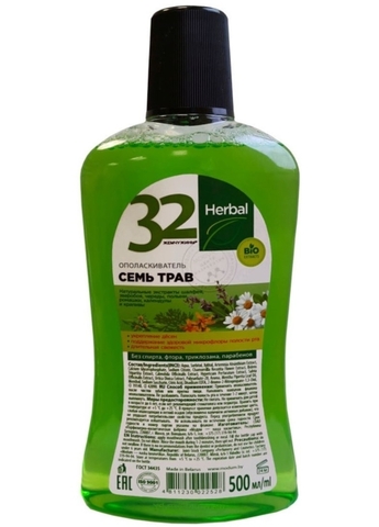 32 Жемчужины Ополаскиватель A701-619 для рта HERBAL Семь Трав 500мл MODUM