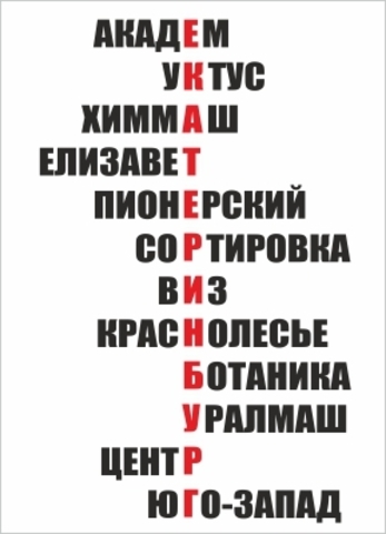 Екатеринбург магнит закатной 90х65 мм №0045 Районы