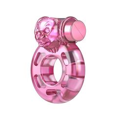 Розовое эрекционное кольцо с вибрацией Pink Bear - 