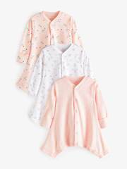 Боди с длинным рукавом для малышей с дисплазией тазобедренного сустава Next N44-461, 3 шт., Белый, Розовый