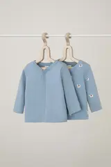 кофточка для новорожденных  К 300450-2уп/пыльно-синий,мини слоники