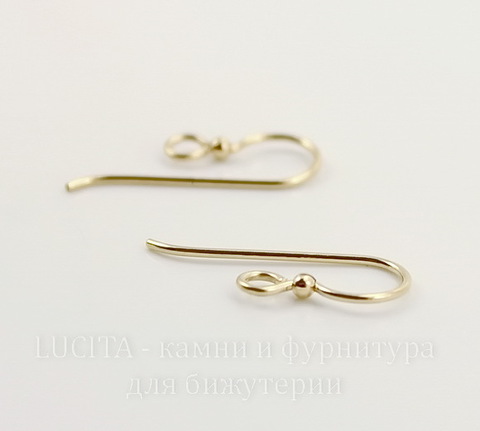 Швензы-крючки TierraCast с шариком 2 мм, 20х8 мм (цвет-золото), Gold filled 14K, пара