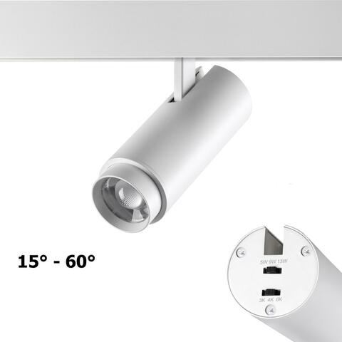 359206 SHINO 000 белый Трековый светильник для низков. шинопровода с переключ. цветовой температуры и мощности IP20 LED 3000К\4000К\6000К 5W/9W/13W 48