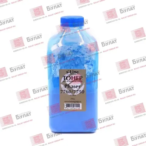 Тонер с девелопером БУЛАТ s-Line Phaser 7760 для Xerox Phaser 7760, Phaser 7750 (Голубой, банка 395 г)