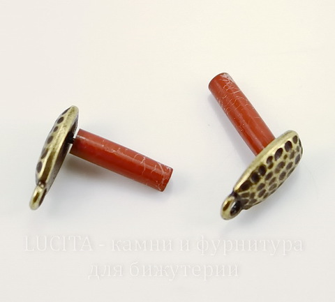 Пуссеты - гвоздики TierraCast "Hammertone" 13х7 мм (цвет-античная латунь)(без заглушек), пара