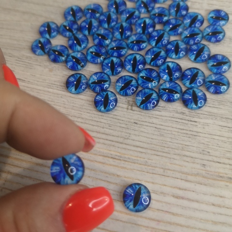 Глазки стеклянные круглые клеевые Голубые 10мм (2шт)