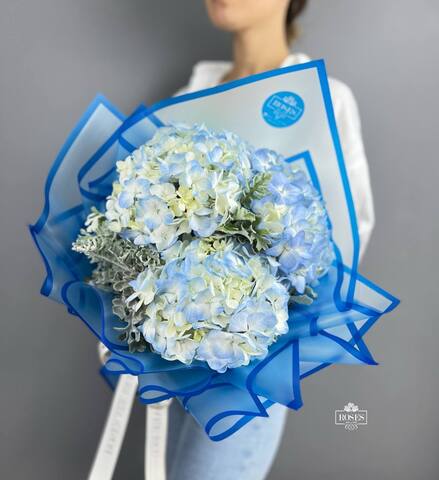 Buket 3 ədəd hydrangea mavi