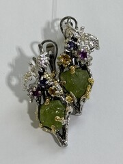 Хризолит (серьги из серебра)