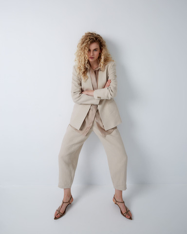 Брюки из смесового льна Брунелло Кучинелли светло-бежевый